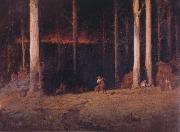 John Longstaff Gippsland,Sunday night oil painting